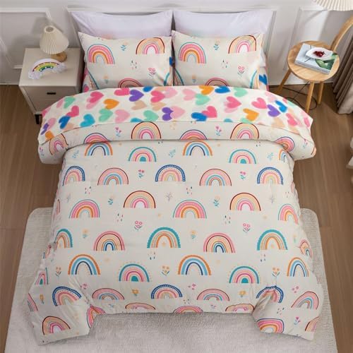 Btargot 5-Piece Rainbow Comforter Set for Kids
