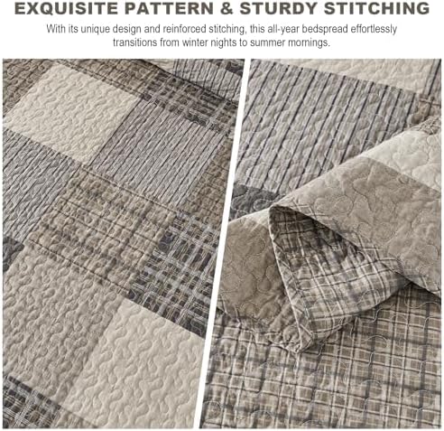 Oversized King Bedspread 120x120 Plaid Quilt Set