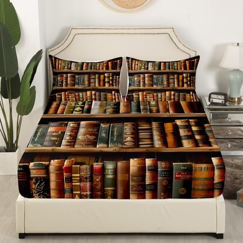 Feelyou Library Sheet Pillow Sham Set Queen Size