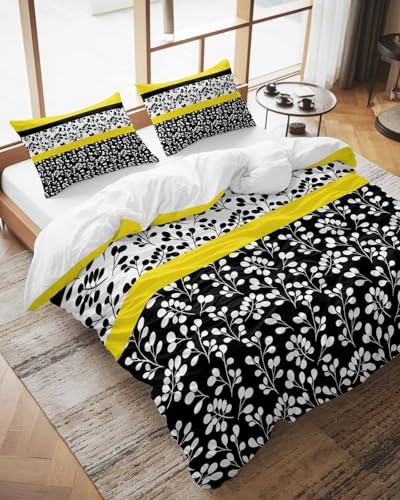 ZOE GARDEN Black Yellow Duvet Cover Set 3 Piece 1