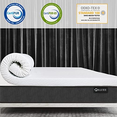 VALUXE 3 Inch Queen Mattress Topper with Cooling Gel Foam and Bamboo Cover