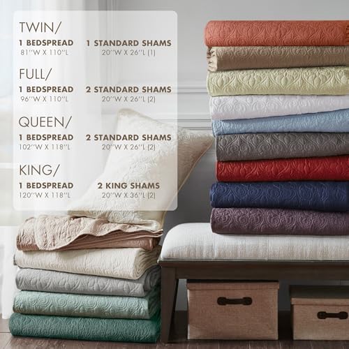 Madison Park Quebec Reversible Quilt Set Damask Design Queen 3 Piece