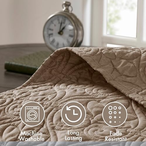 Madison Park Quebec Reversible Quilt Set Damask Design Queen 3 Piece
