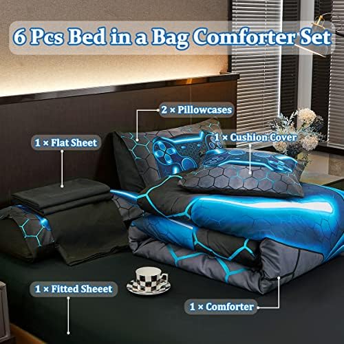Game Console Blue Comforter Set 6 Pcs Bed in a Bag 1