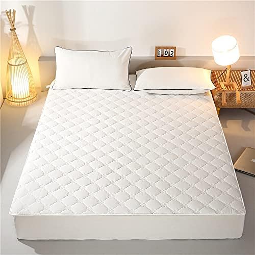 FCLDESHOP Fitted Mattress Pad Cover Pure Cotton Quilted Deep Pocket Sheet