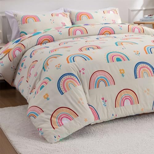 Btargot 5-Piece Rainbow Comforter Set for Kids