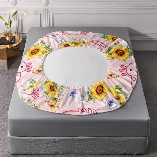 QOOMO Pink Axolotl Kids Sheet Set Queen Size