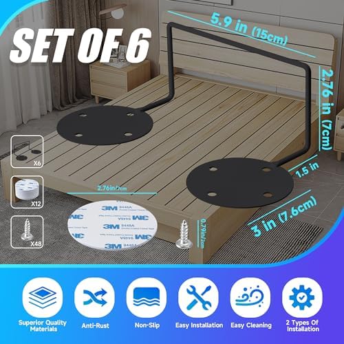 Laowu 6 Pack Mattress Retainer Bars with Non-Slip Grippers