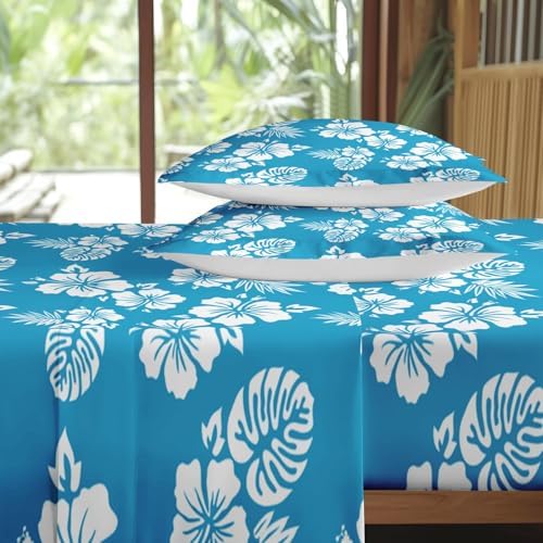 Pamnest Full Size Bed Sheet Set with Hibiscus Pattern