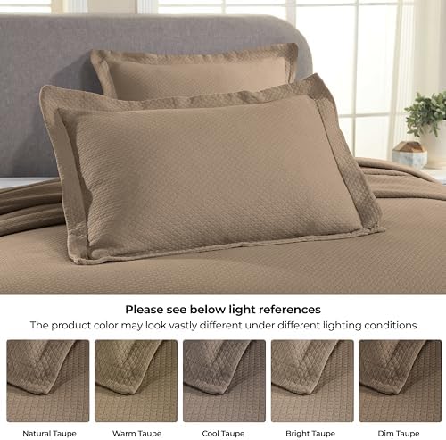 Superior Solitaire Cotton 3-Piece Bedspread Set Queen Taupe
