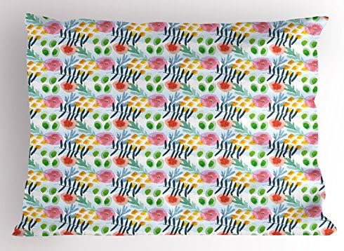 Ambesonne Floral Pillow Sham 30x20 Inch Multicolor