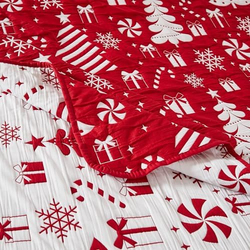 Greenland Home Novelty Peppermint Party Coverlet Set 3-Piece