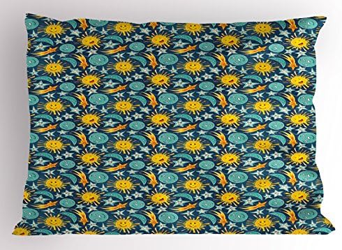 Ambesonne Stars Pillow Sham with Funny Faces 1