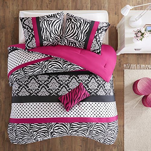 Mi Zone Kids Comforter Set - Zebra Pink 4 Piece
