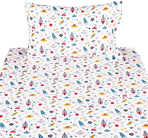 Scientific Sleep Planet Spaceship Cotton Bed Sheet Set
