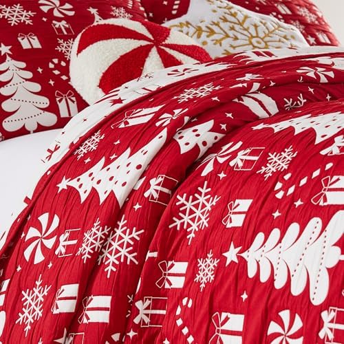 Greenland Home Novelty Peppermint Party Coverlet Set 3-Piece