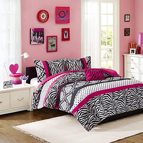 Mi Zone Kids Comforter Set - Zebra Pink 4 Piece