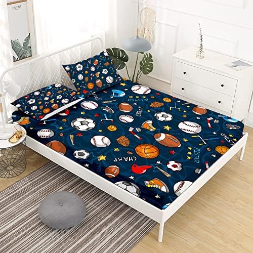 Gusuhome Boys Sports Sheet Set Full Queen 3D Soccer Football