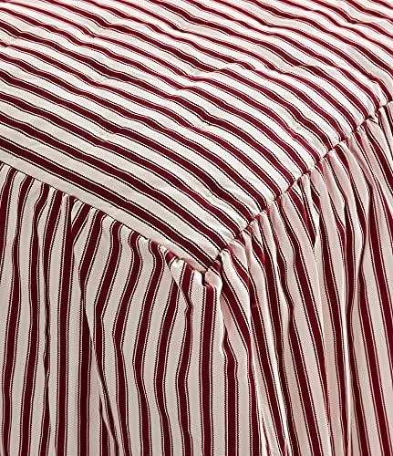 CHIXIN Ticking Stripe Ruffle Skirt Bedspread 3 Piece Set - Burgundy Red