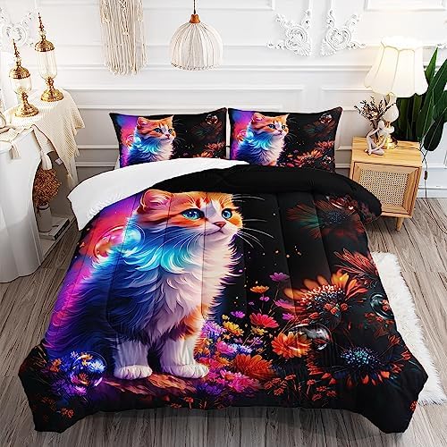 Kawaii Cat 3D Comforter Set for Kids