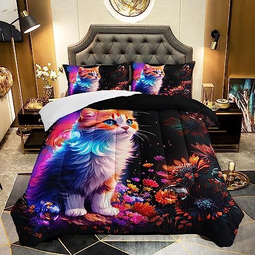 Kawaii Cat 3D Comforter Set for Kids