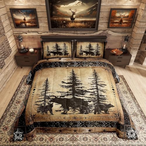 Erosebridal Rustic Bear Comforter Set King Size